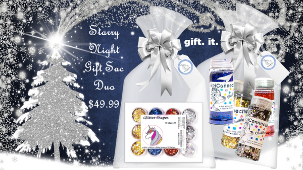 Holiday Gift Set  - Starry Night Gift Duo - includes a Star Shapes Kit & 4 Complementary Glitter Colors