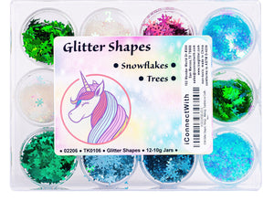 Glitter Shapes - Multi-Color Snowflakes and Pine Trees Kit