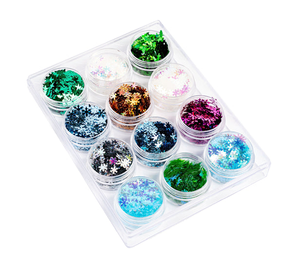 Holiday Gift Set - Winter Gift Duo - includes a Snowflakes Shapes Kit & 4 Complementary Glitter Colors